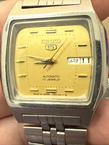 Seiko7019-6081 TV Mens watch Retro Automatic movement day date Arabic Runs well - Picture 6 of 17
