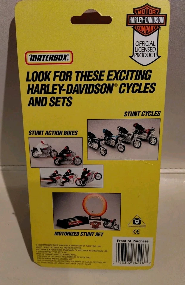 NEW 1993 Matchbox Harley Davidson 1:18 Chopper Motorcycle Die Cast Metal Yellow - Image 3 of 4