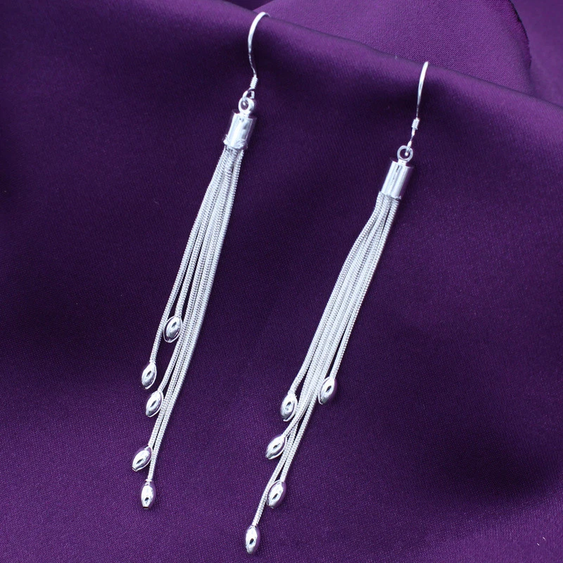 Orecchini donna argento multi cerchi pendenti lunghi strass eleganti UCC25