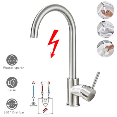 Niederdruck Küchenarmatur Edelstahl 360° Einhand Wasserhahn Küche Mischbatterie