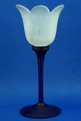 Alfredo BARBINI Murano Venice Blue and white opaline GLASS VASE Tulip flower XX