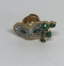 Swarovski SCS 2000 Columbine Event Green Mask Tack Pin Gold Plated