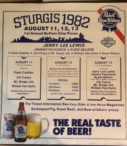 Vintage Sturgis 1982 1st Annual Buffalo Chip Picnic Harley Davidson Poster