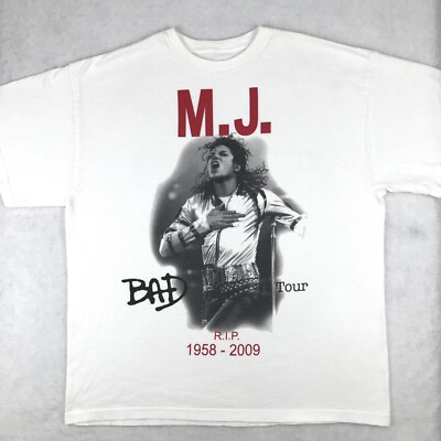 XL マイケルジャクソン ツアー Tシャツ ロックTシャツ BAD MICHAEL JACKSON RIP 1958-2009 BAD TOUR T-Shirt XL rock pop concert