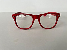 Clear Lens Red Frame Wayfare Style Sunglasses Classic 80's Retro Vintage UV400