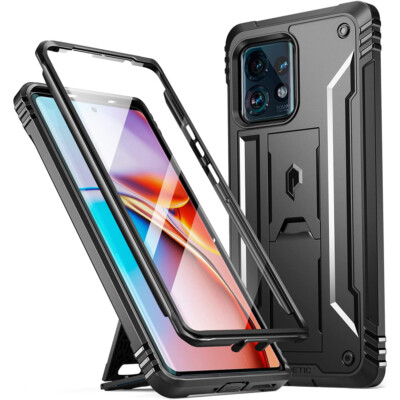 Kickstand Case For Moto Edge Plus 2023 [Heavy Duty] Shockproof Cover Black