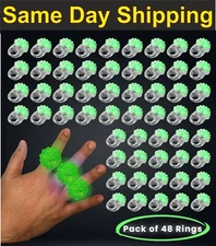 LED Light Up Flashing Green Jelly Bumpy Rings - Pack of 48 By Party Glowz