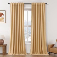 Linen Blackout Curtains 108 Inches Long 2 52''W x 108''L Pack of 2 Camel