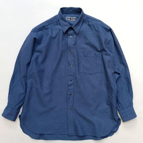 Kansai Yamamoto, KANSAI MAN 80s Wool Cotton Shirt by Kansai Yamamoto - Vintage Blue M