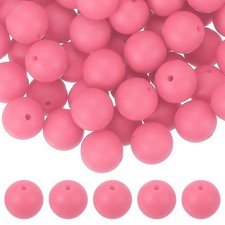 60 Pcs Silicone Beads, 15mm Bulk Beads for Keychain Making, Matte Pink