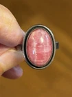 Vintage Mid-Century Sterling Silver & Oval Rhodochrosite Ring size 9 self-love
