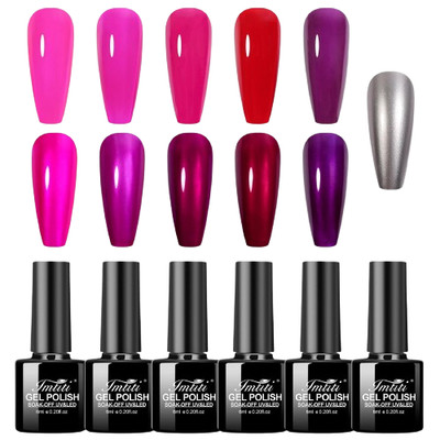 Chrome Gel Nail Polish Set, 5 Color Jelly Sheer Metallic Nail Polish, Metal M...