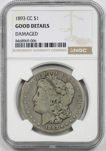 1893-CC $1 NGC Good Details (Damaged) Morgan Silver Dollar