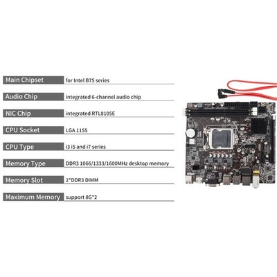 Desktop Moederbord LGA 1155 – B75 Chipset, DDR3, USB3.0, HDMI, SATA3.0, Voor I3/I5/I7 Processors