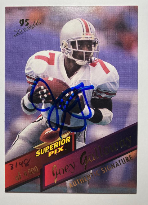 1995 Superior Pix Joey Galloway Rookie RC On Card Auto /4000 #25 Ohio State