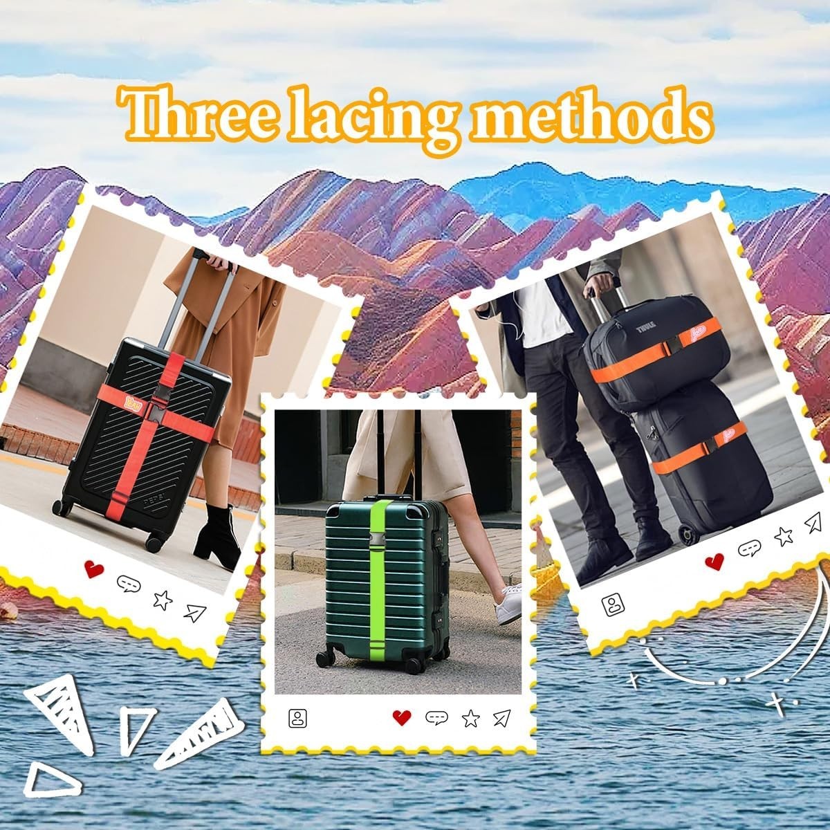 Luggage Straps for Suitcases 4 Pack Multi-Color Travel Essentials Luggage Straps