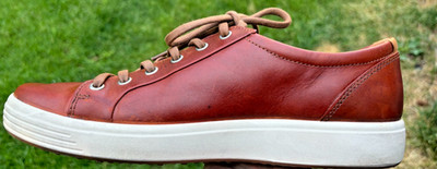 Ecco Men's Soft 7 Leather Sneaker Cognac Size 9-9.5 Casual Work Shoes