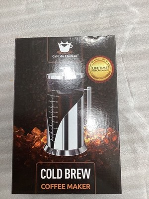 Cold Brew Coffee Maker Cafe du Chateau 34 oz Capacity 304 Grade Stainless Steel 