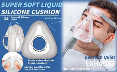 CPAP Maske Full Face CPAP Mund-Nasen-Maske inkl. Kopfband, Größe M/L optional