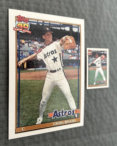 Graig Biggio 2 card lot, Topps 40 Yrs 1991 #565 Regular & Micro A* Variation - Picture 4 of 6