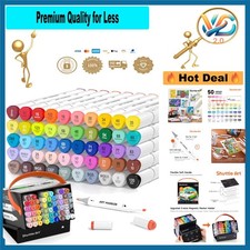 Alcohol Markers 51 Colors Dual Tip Art Set with Case   Blending  Sketching