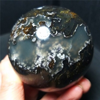 RARE 427.7G Natural Beautiful Colorful Agate Stone Sphere Ball Healing A4544