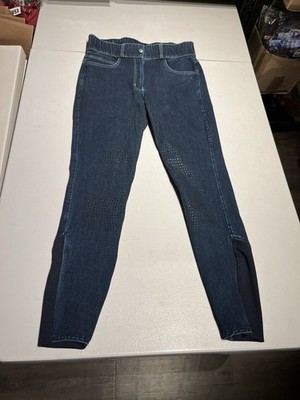 Horze Breeches Women s 26 Blue Equestrian Horse Denim Full Seat Pants  28x28.5