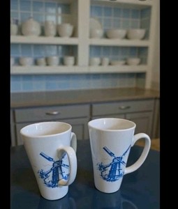 New Set-2-16oz Mugs w/Windmill Design by Marketplace Brands, Benefits Charity