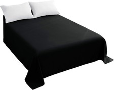 Queen Flat Sheet Black Top Sheet Premium Hotel 1-Piece Luxury  Soft 1500 Thread