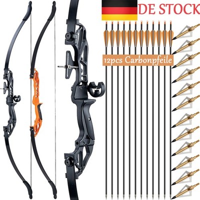 53'' Takedown Recurve Bogen 20-55lbs Jagdbogen Jagdspitzen Pfeile Set Ziel Jagd