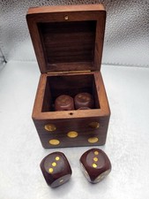 Set of 6 Rare Wooden D6 Dice Six Sided Square 20 mm Dice and Wooden Container