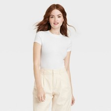 Women's Ribbed Bodysuit - A New Day White XL