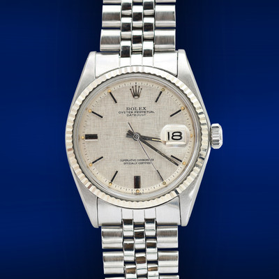 Rolex Datejust 36 Ref. 1601 Weißgold Lünette - Leinen Zifferblatt - Jubiläumsarmband