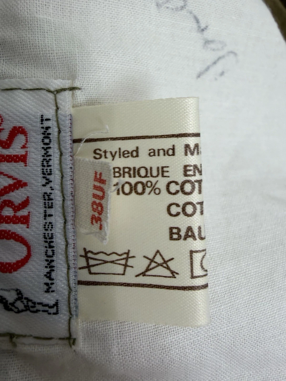 Vintage Orvis Mens Green Cotton Corduroy Flat Front  Leather Trim Pants 38 X 31 image 10