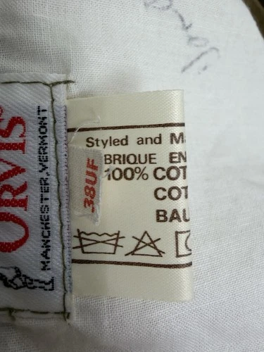 Vintage Orvis Mens Green Cotton Corduroy Flat Front  Leather Trim Pants 38 X 31 image 10