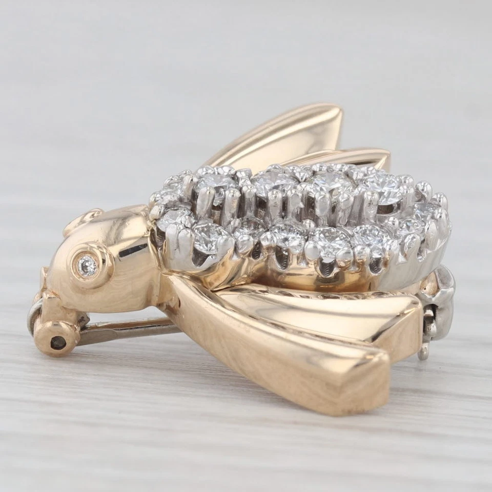 0.49ctw VS2 Diamond Bee Brooch 14k Yellow White Gold Pin - Image 2 of 4