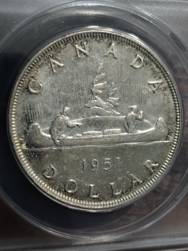 1951 CANADA CANADIAN SILVER DOLLAR MS 62 MINT STATE 62 DOUBLE DIE OBVERSE HP