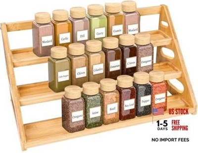 Spice Rack - Bamboo Wood Spice Rack Organization for Cabinet/Countertop Large