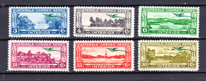 GUATEMALA AIR MAIL QUETZAL 1935-37 C33,C34,C36,C38,C39,C41 MLH