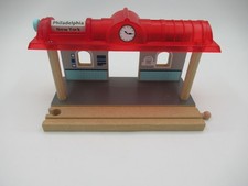 Toys R Us Imaginarium Wooden Train Station W/ Rotating Sign For Brio and Thomas