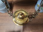 Vintage Antique Hanging Ceiling Light With Frosted Blue Globes Untested — photo 8