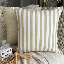 The HomeCentric Striped Ochre Throw Pillow Cover Cotton - Stripe Plush Ochre