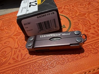 Leatherman Micra Gray Aluminum Keychain Multi-Tool 10 Tools Stainless Blade