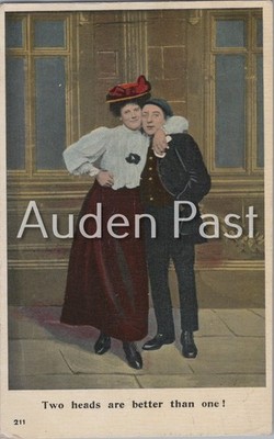 Vintage ''Zwei Köpfe sind besser als einer!'' Humorvolle Paar Postkarte