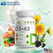 Vitamin D3 with K2 Supplement 5000 IU 250 Softgels