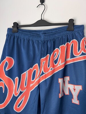 Supreme Big Script Mesh Shorts - Size Large - Navy - NEW | eBay