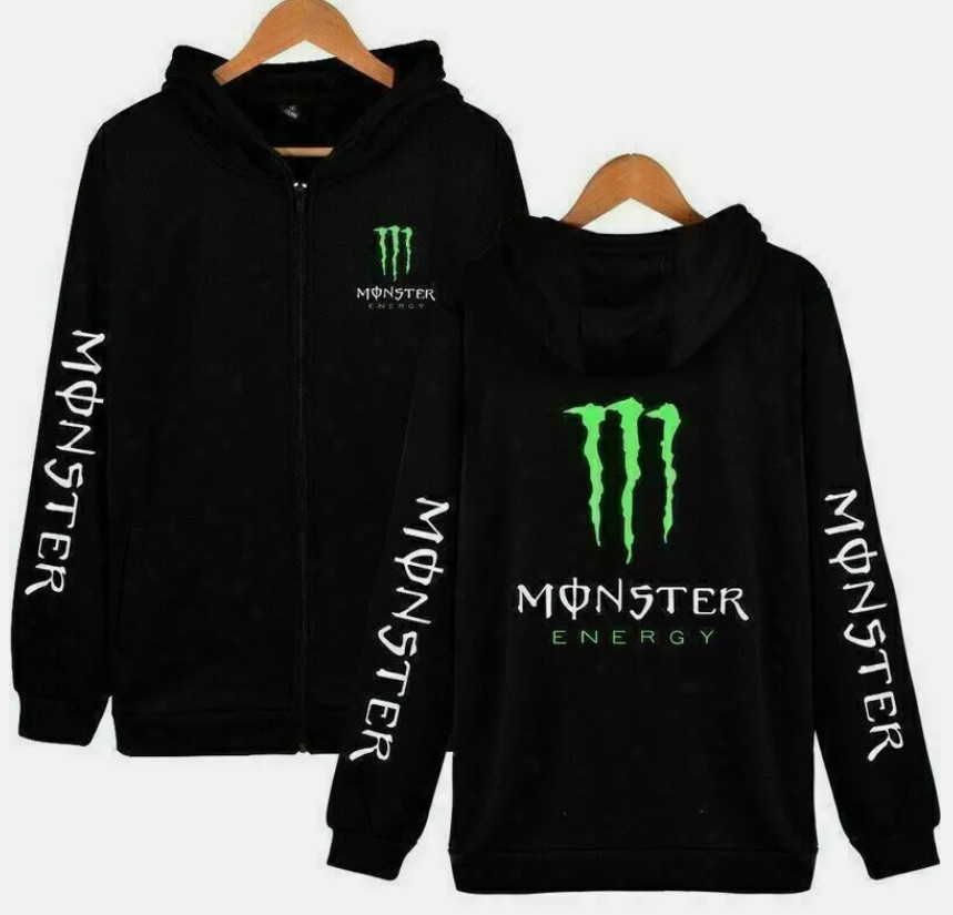 Popular MONSTER ENERGY Casual Zip Hoodie for Men and Women Sweatshirts