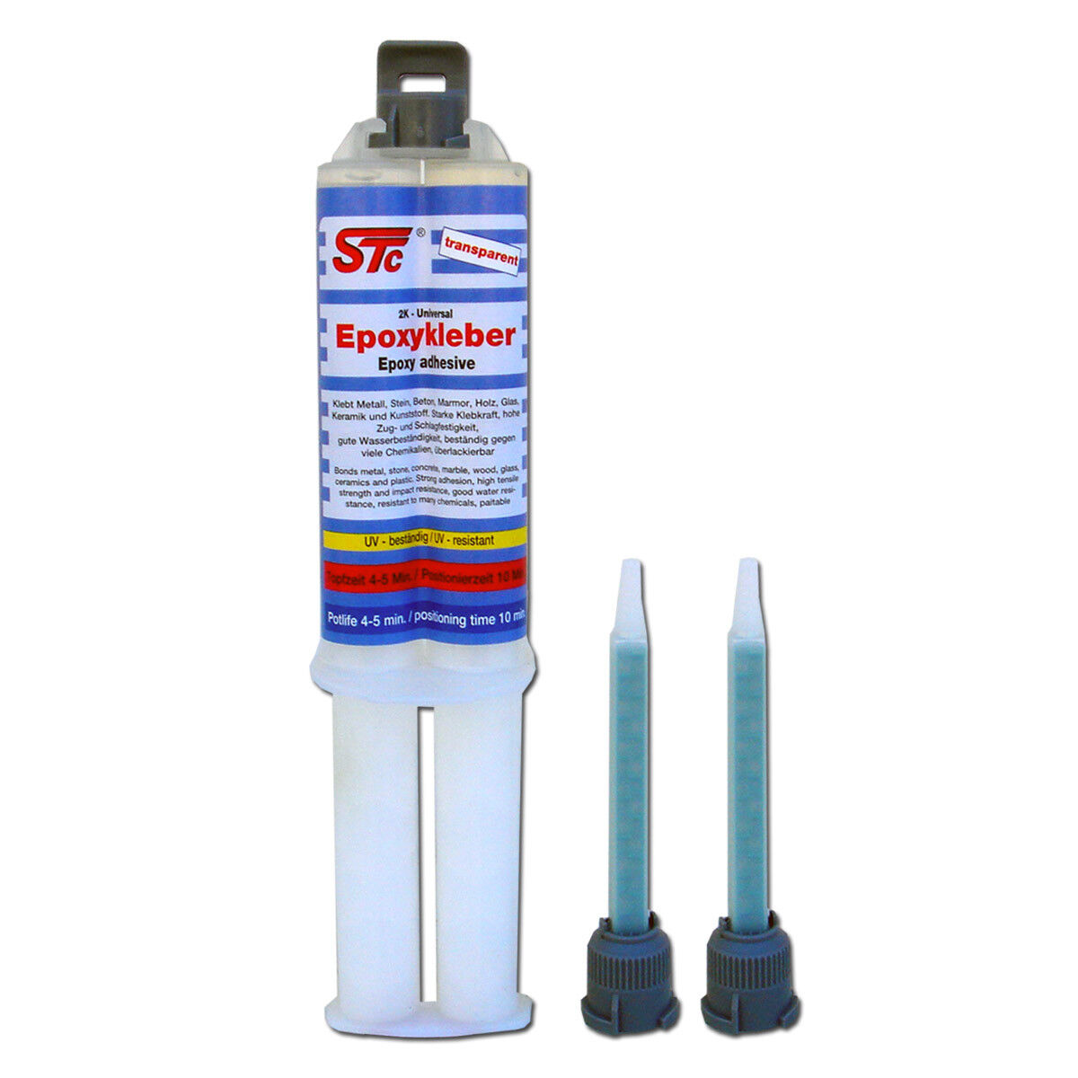 24 ml STC 2K universal Epoxykleber Kunststoffkleber transparent Doppelspritze