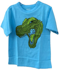 Boy Childrens Place S 5/6 Blue SS T-Shirt T-Rex Head Dino Dinosaur Graphic New A