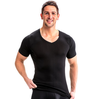 HERMKO 16488 2er Pack Herren kurzarm Shirt V-Ausschnitt soft Dank Modal for Men